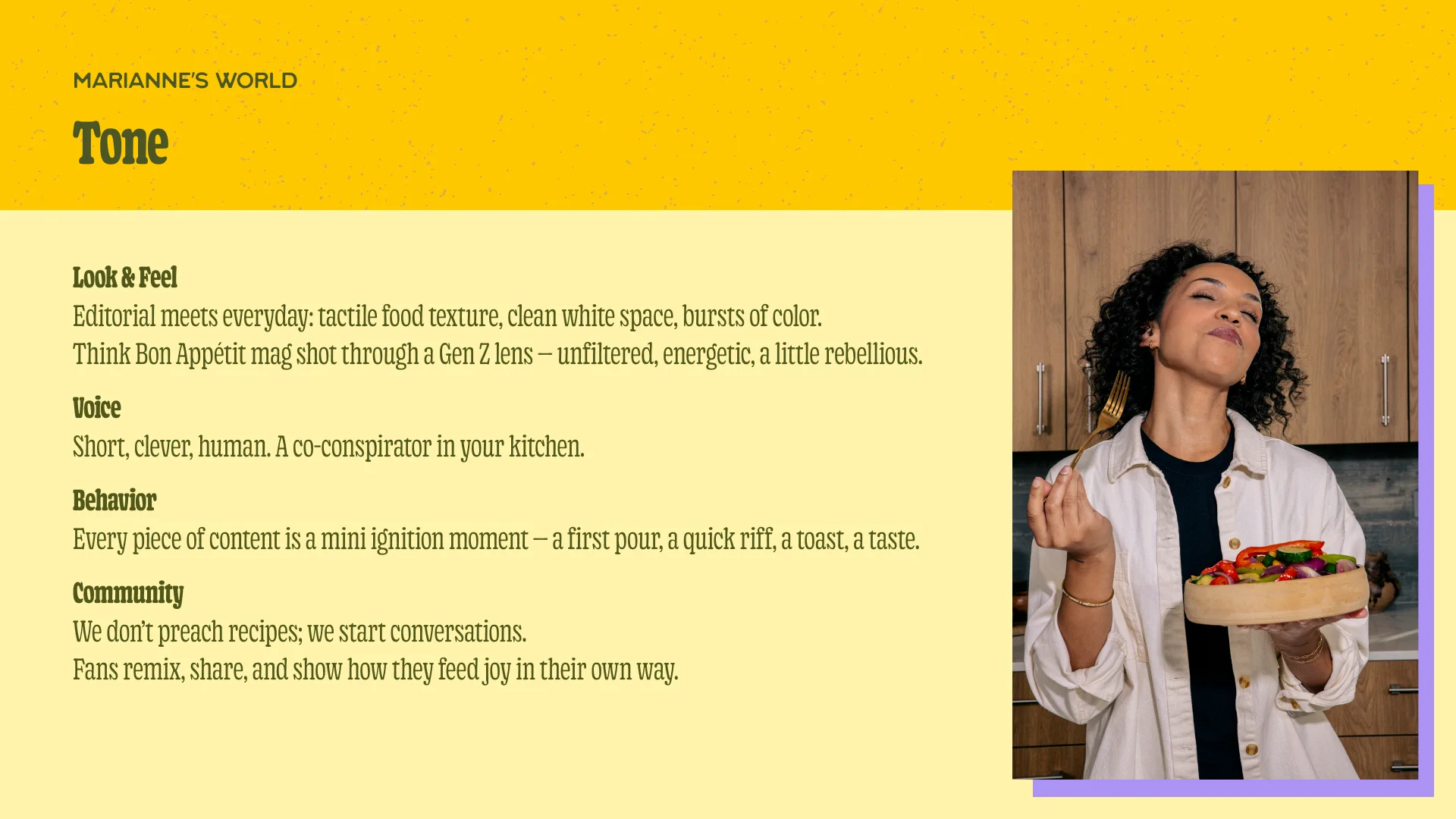 The tone page of the brand deck