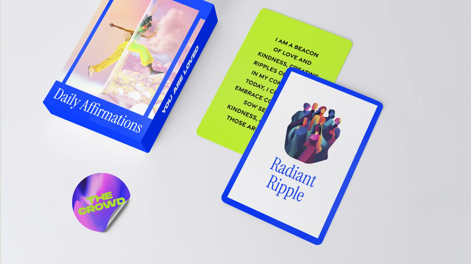The Daily Affirmations card box and a Radiant Ripple card