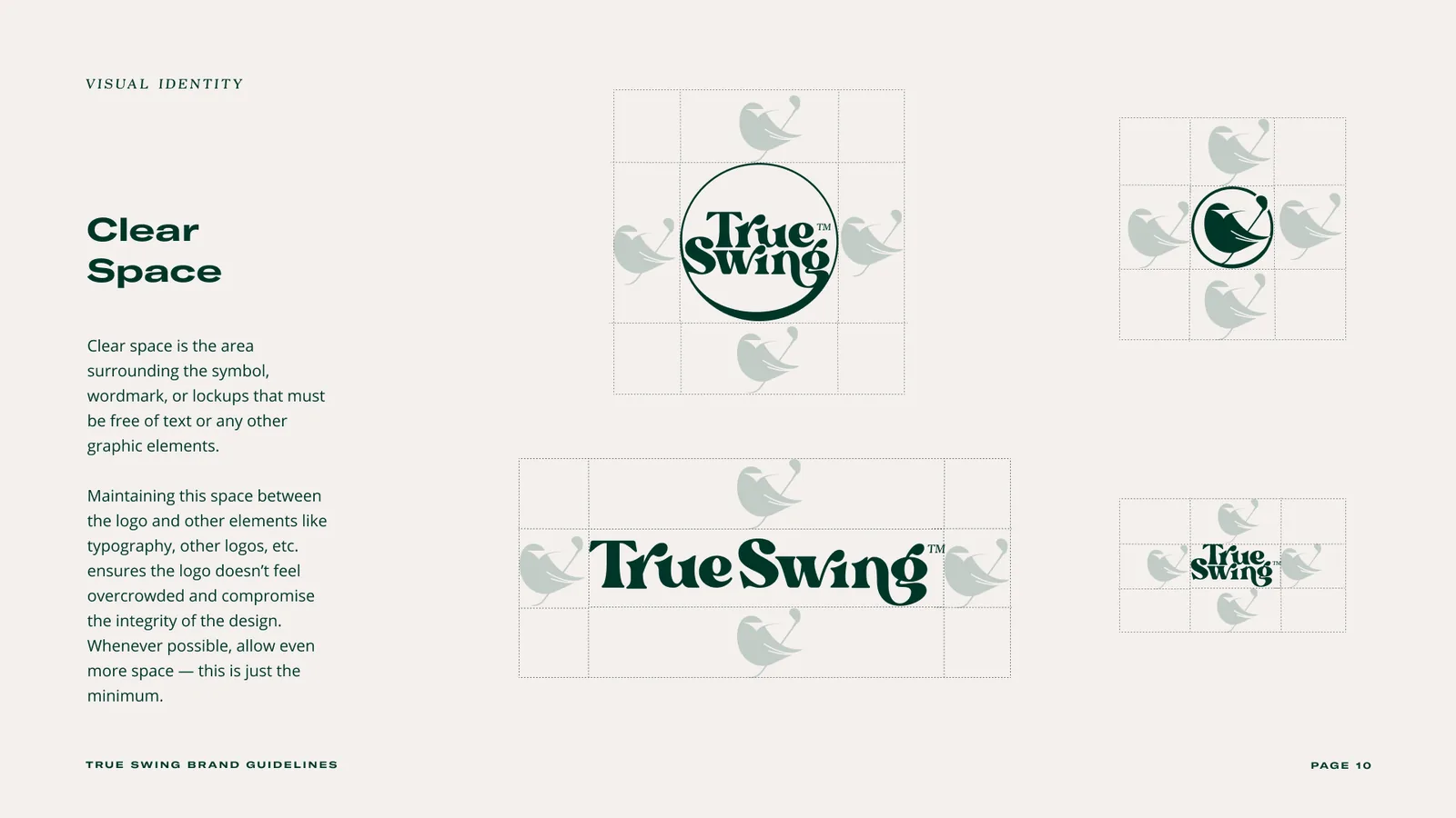 Clear space: the badge and the wordmark with the bird as the unit of clear space