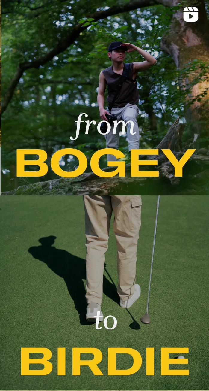 An Instagram reel unit: From Bogey to Birdie, a player at the tee and at the green